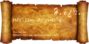 Héjjas Árpád névjegykártya