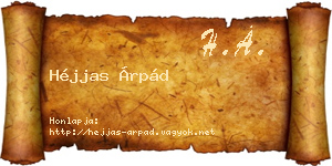Héjjas Árpád névjegykártya